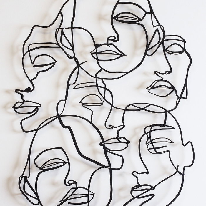 Wallity Faces Line Art- APT743 L Escultura de pared